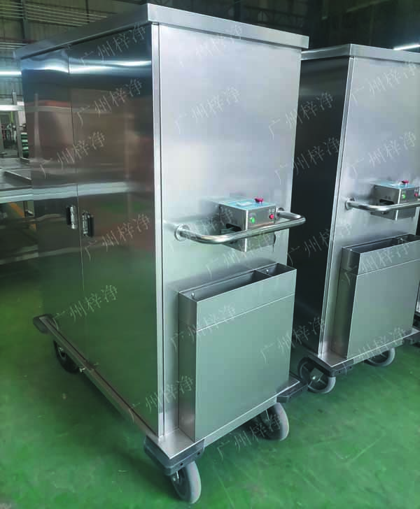 密閉式滅菌器械物品電動轉運車有單面雙開門,單側門可旋轉角度≥220°度開啟設計，裝卸物品更方便;